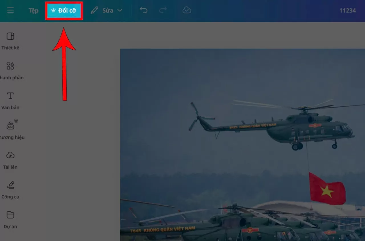 Nhấn vào nút “Đổi cỡ” (Resize). Nhấn vào nút “Đổi cỡ” (Resize).