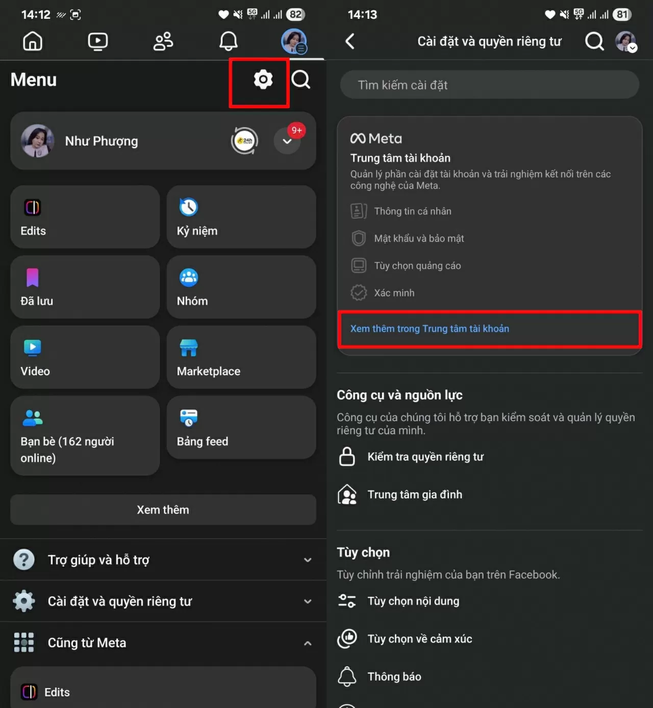 Mở ứng dụng Facebook. Mở ứng dụng Facebook.