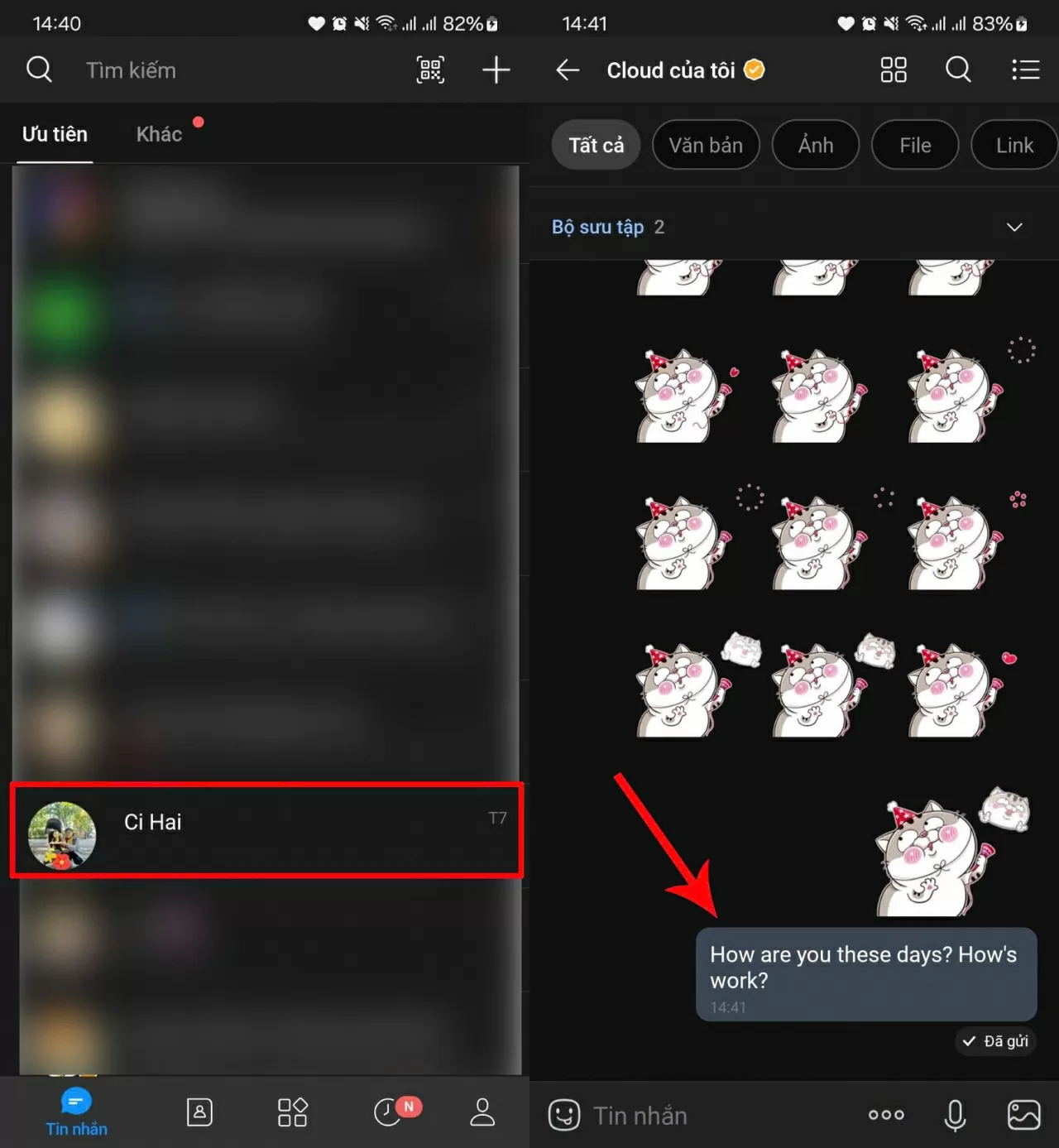 Mở ứng dụng Zalo và vào cuộc trò chuyện.