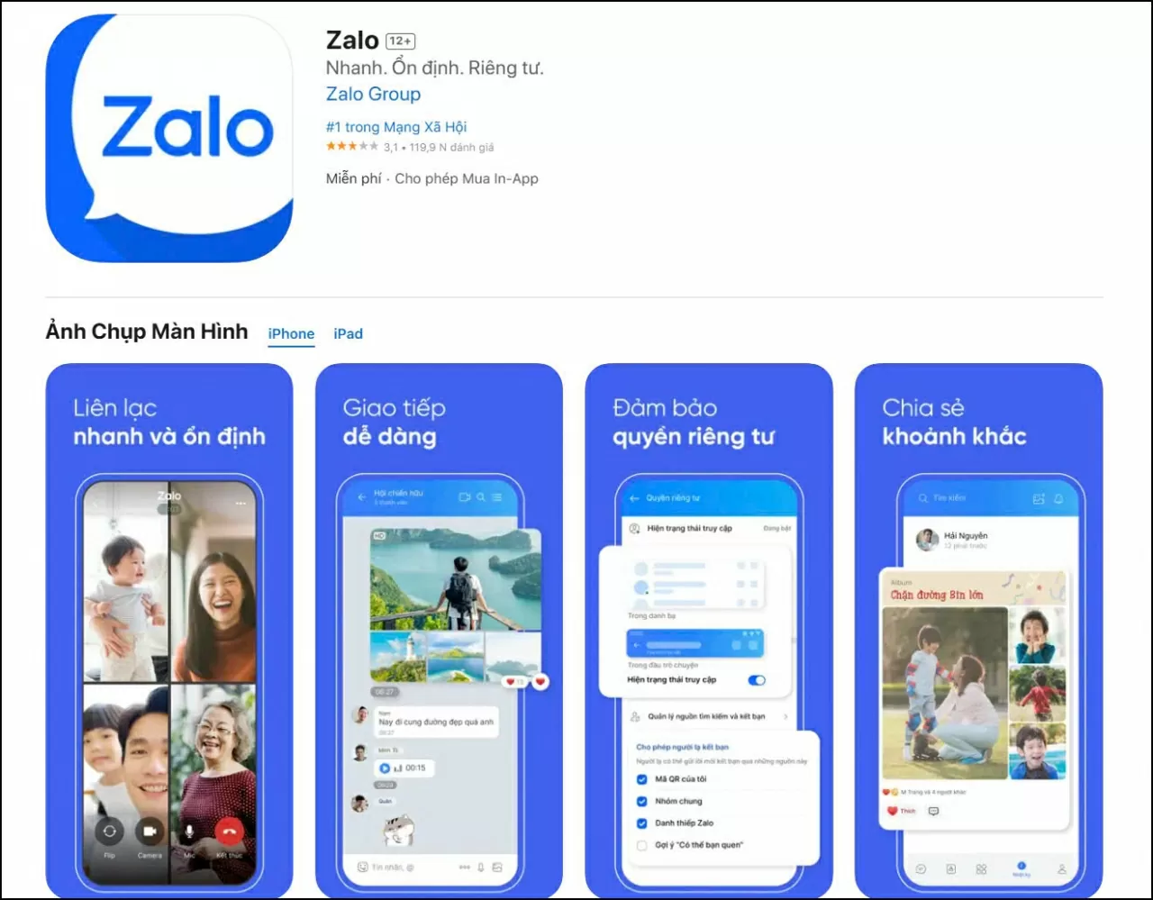 Hãy cập nhật Zalo.