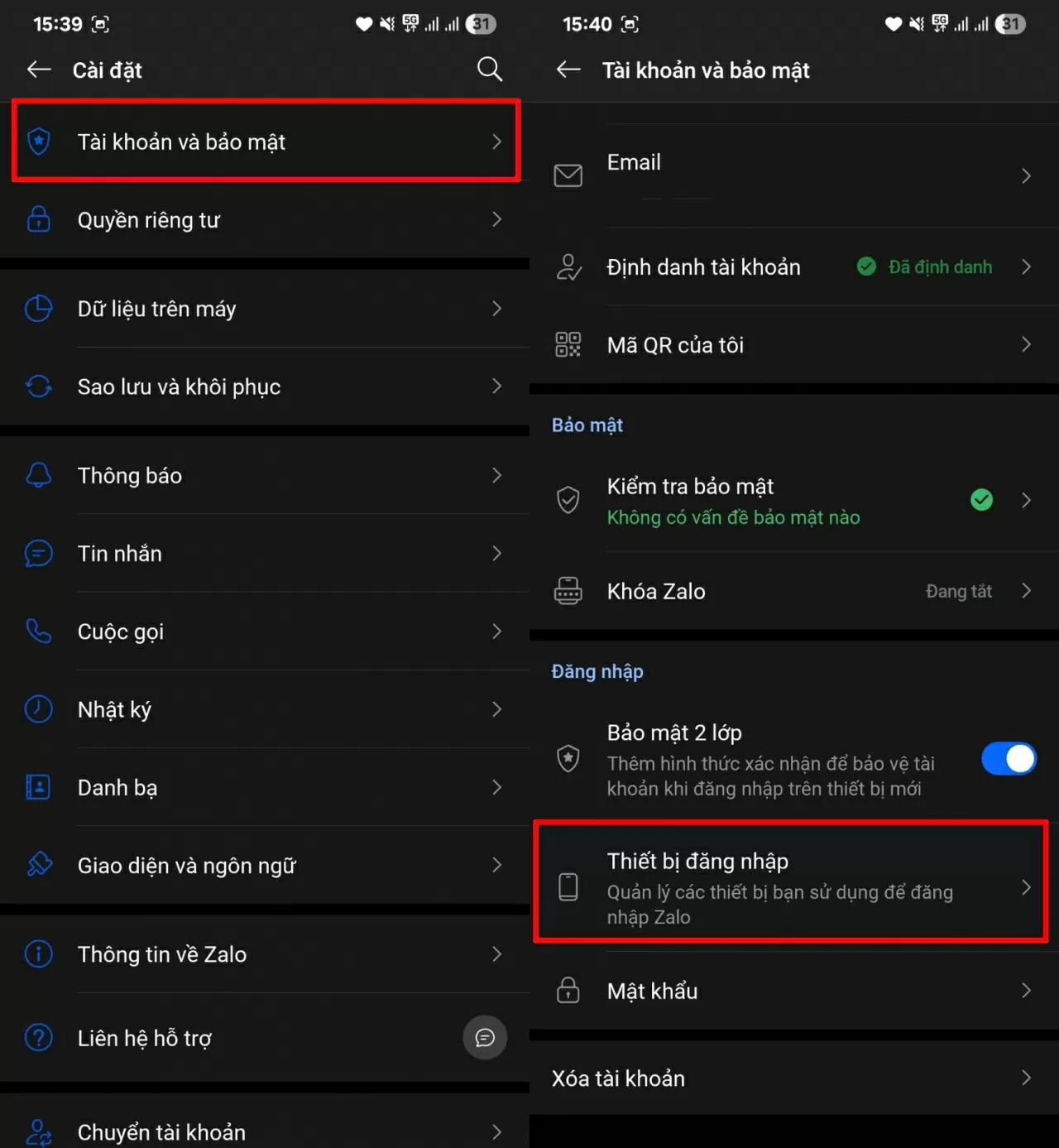 Chọn mục Quyền riêng tư.