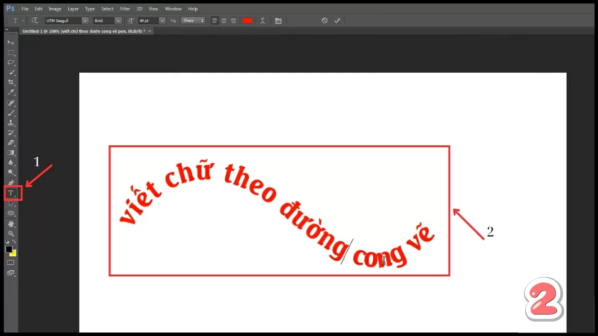 Chuyển sang công cụ Type Tool. Chuyển sang công cụ Type Tool.