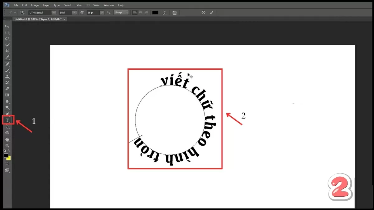 Chuyển sang công cụ Type Tool.