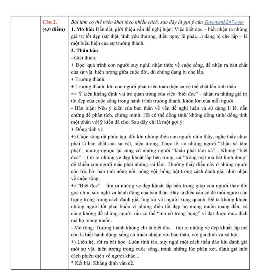 Đề Văn thi vào lớp 10 của TP HCM