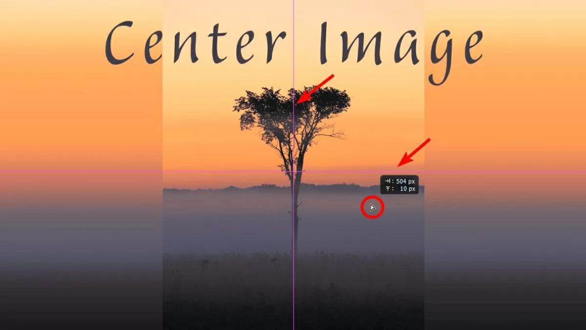 Cách căn giữa bằng Move Tool.