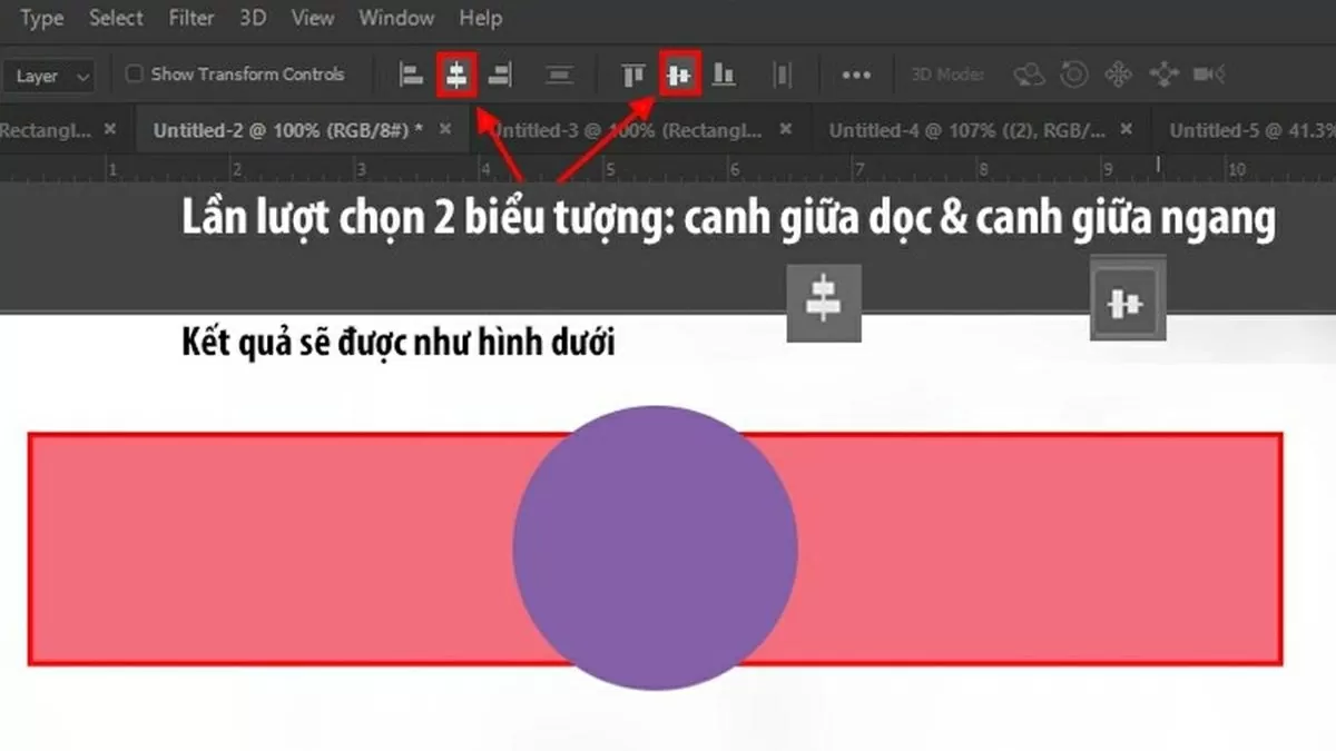 Nhấn vào hai biểu tượng căn chỉnh. Nhấn vào hai biểu tượng căn chỉnh.