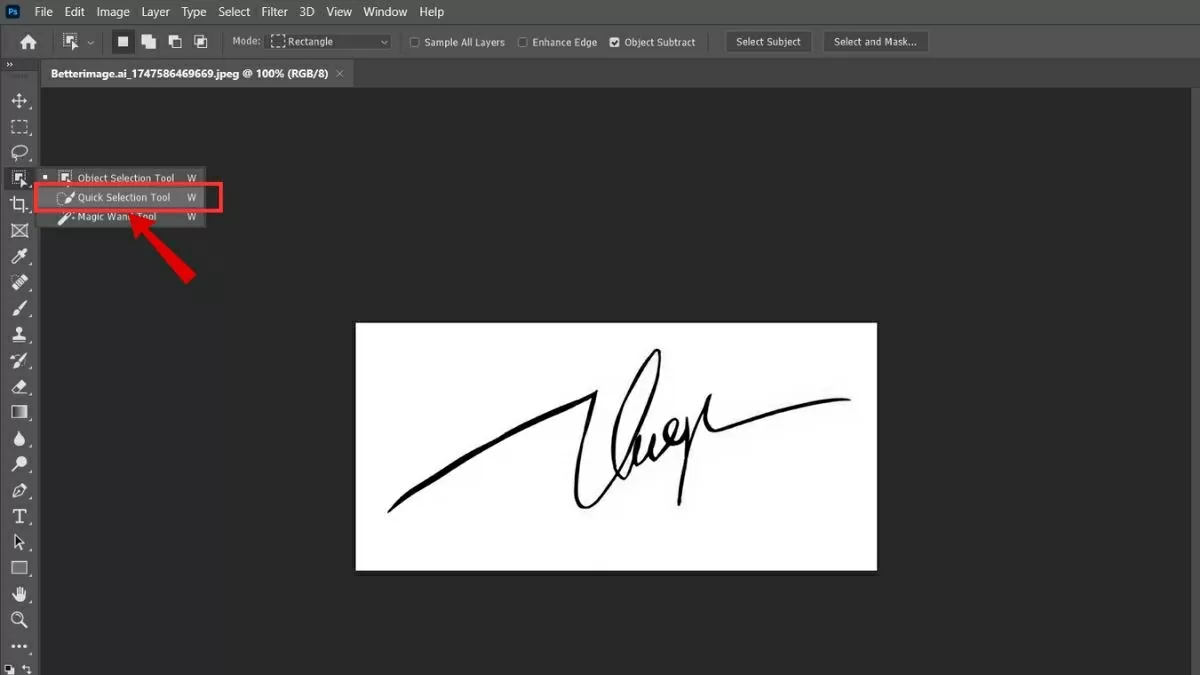Chọn công cụ Quick Selection Tool.
