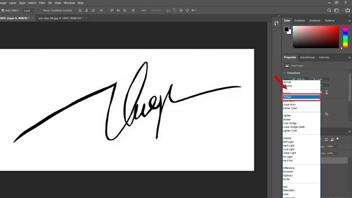 Chuyển chế độ này sang Multiply. Chuyển chế độ này sang Multiply.