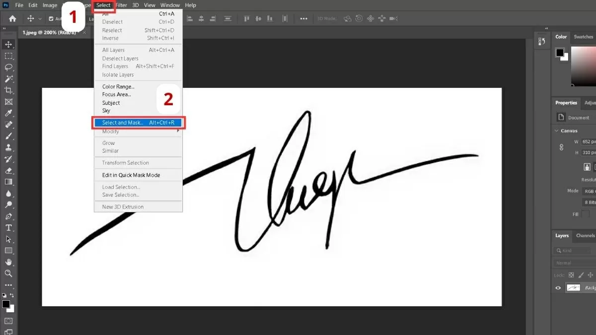 Truy cập menu Select. Truy cập menu Select.