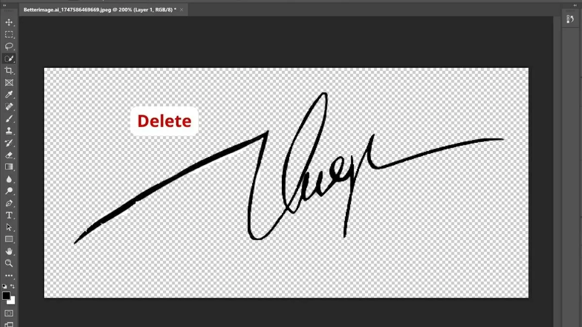 Nhấn phím Delete để xóa nền.