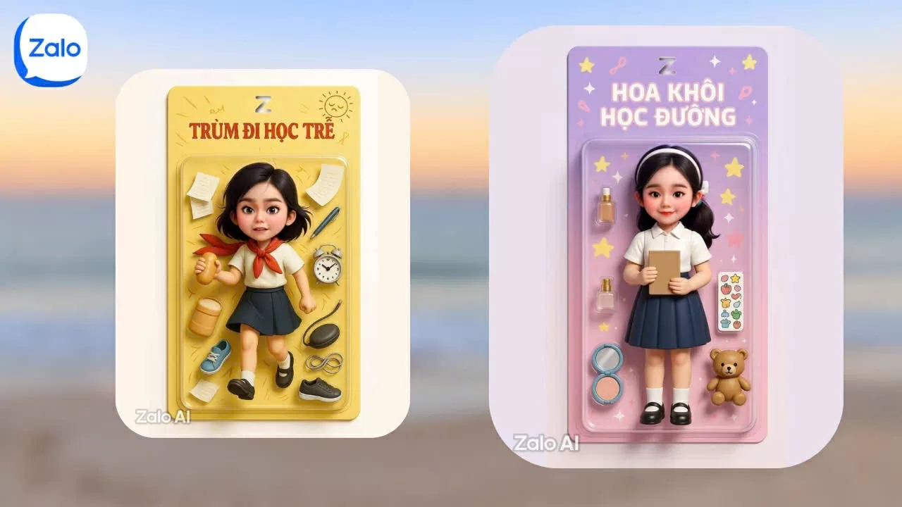 Cách tạo ảnh thẻ đồ chơi tuổi học trò bằng Zalo AI đơn giản.