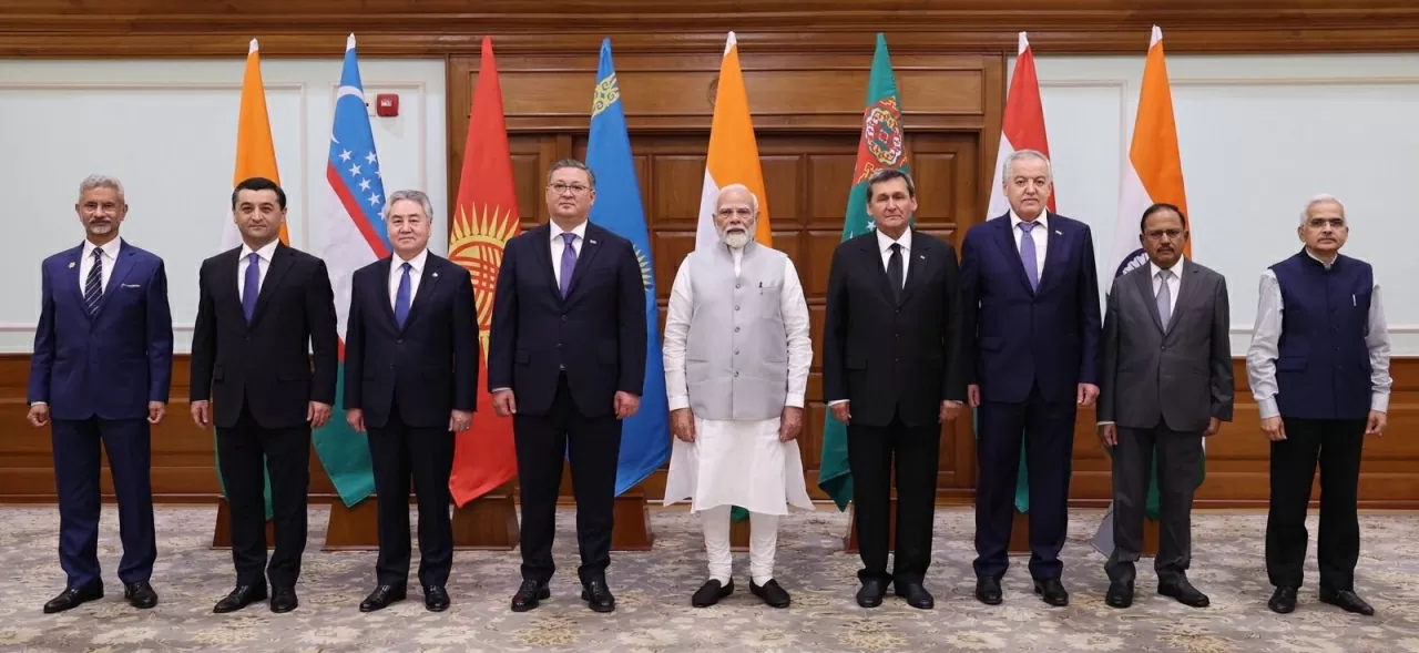Thủ tướng Ấn Độ Narendra Modi gặp các Ngoại trưởng Trung Á tham dự  Đối thoại Ấn Độ-Trung Á lần thứ tư tại New Delhi từ ngày 5-6/6/2025. (Nguồn: X)