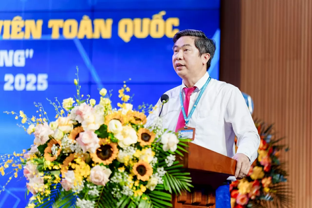 NGƯT.PGS.TS Nguyễn Đào Tùng, Giám đốc Học viện Tài chính phát biểu khai mạc Hội thi. (Nguồn: Học viện Tài chính)