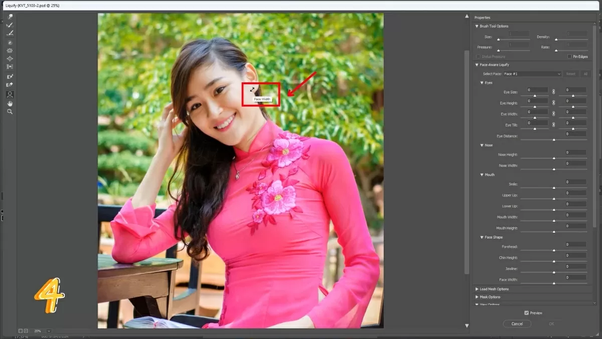 Nhấn giữ chuột trái và kéo các điểm điều chỉnh.