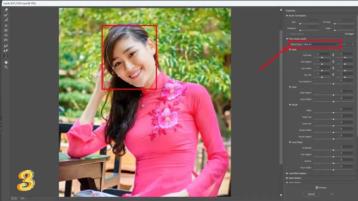 Nhấn “Select Face” ở góc phải..