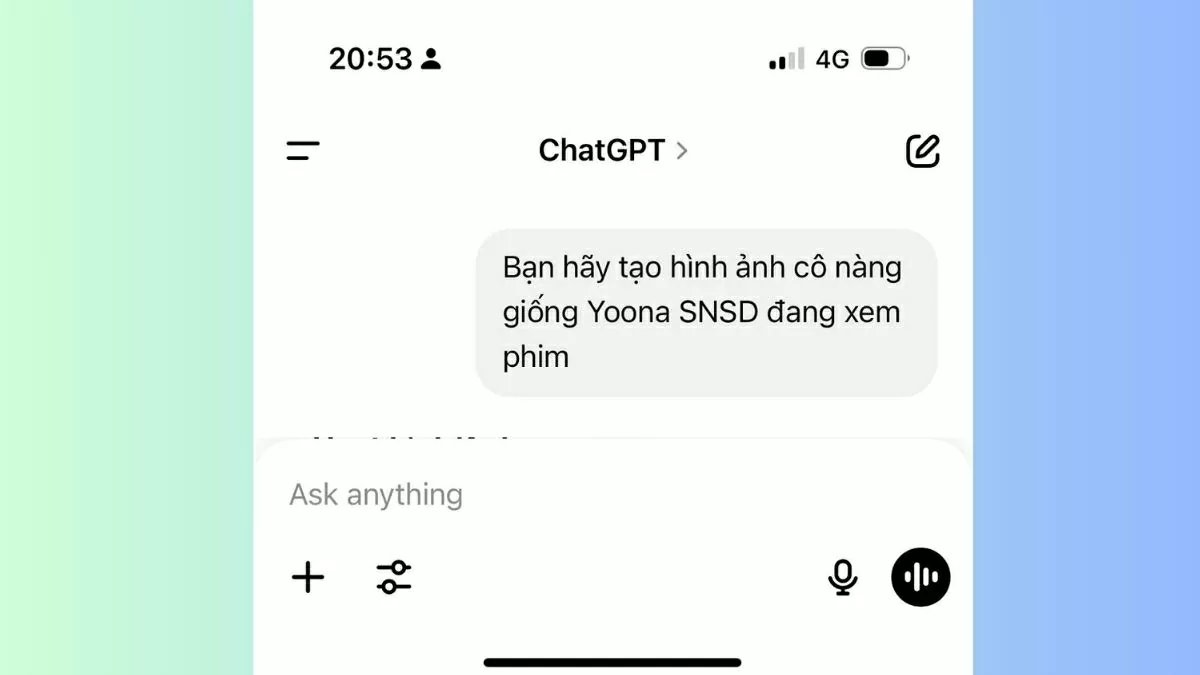 Gõ câu lệnh mô tả hình ảnh.