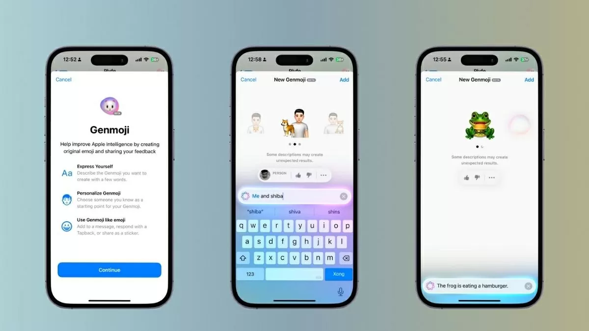Nhấn vào biểu tượng emoji có chữ “AI” hoặc logo Genmoji.