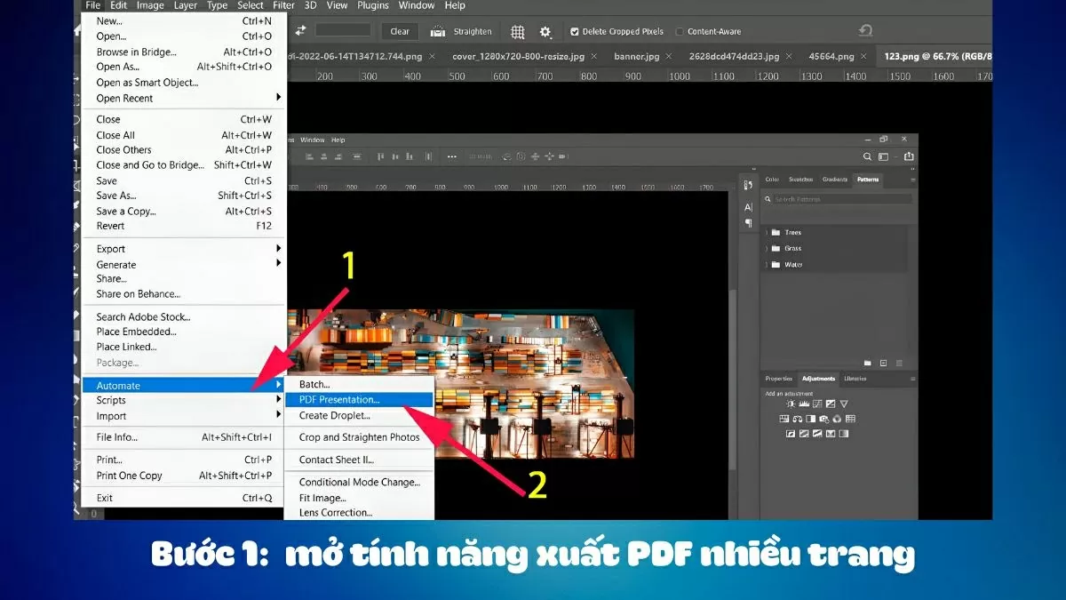 Mở hộp thoại tạo file PDF nhiều trang.
