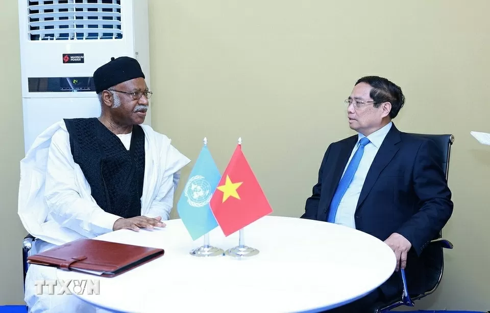 Thủ tướng Phạm Minh Chính gặp Chủ tịch Đại hội đồng Liên hợp quốc