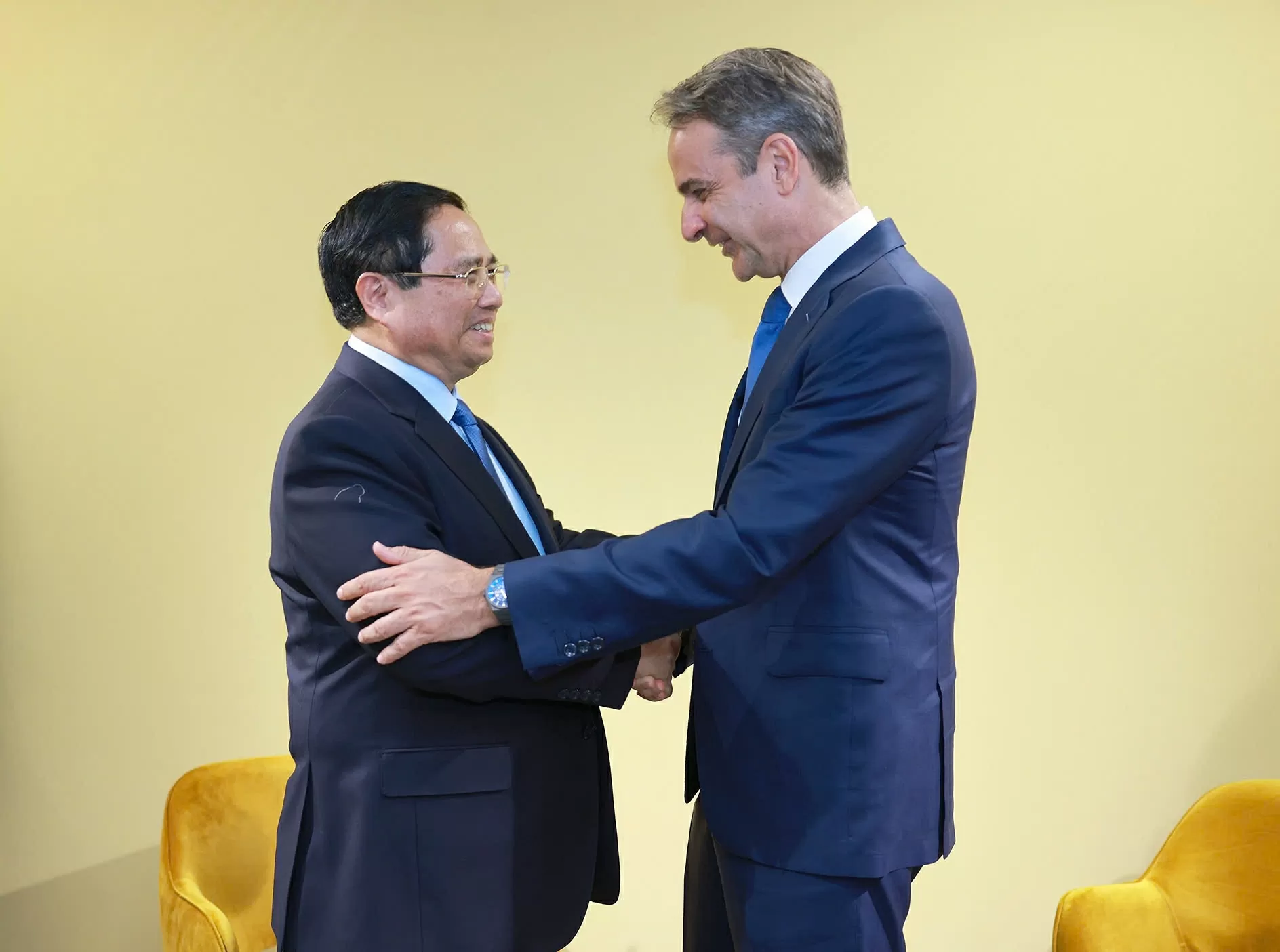 Thủ tướng Chính phủ Phạm Minh Chính đã có cuộc gặp với Thủ tướng Hy Lạp Kyriakos Mitsotakis. (Ảnh: Nhật Bắc) Thủ tướng Chính phủ Phạm Minh Chính đã có cuộc gặp với Thủ tướng Hy Lạp Kyriakos Mitsotakis. (Ảnh: Nhật Bắc)