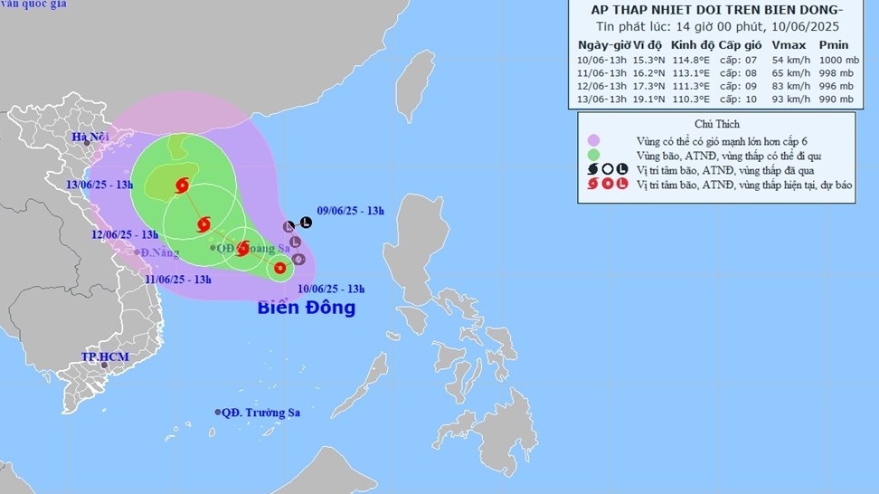 du bao thoi tiet ap thap nhiet doi tren bien dong se manh thanh bao cuong do gio cap 8 giat cap 10