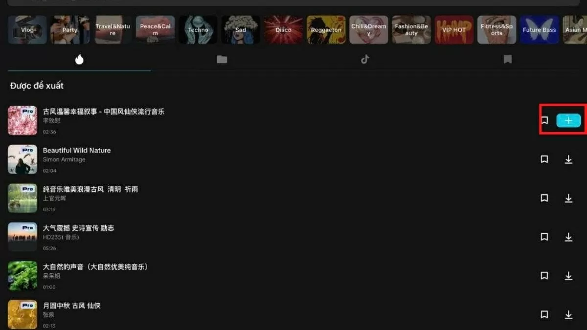 Nhấn vào dấu cộng (+) để thêm vào.
