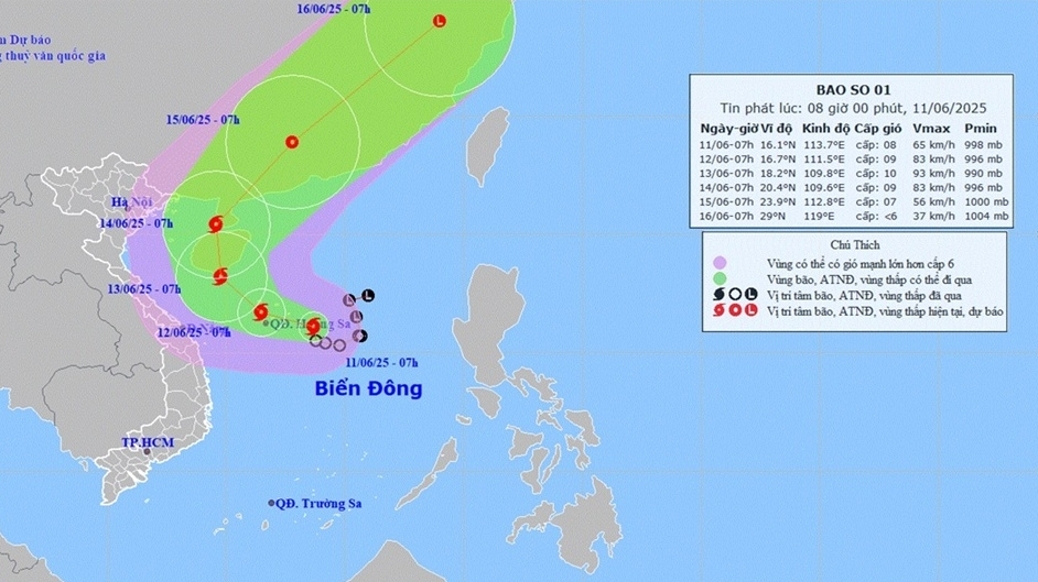 Dự báo thời tiết: Áp thấp nhiệt đới trên Biển Đông mạnh thành bão số 1, tên quốc tế là Wutip