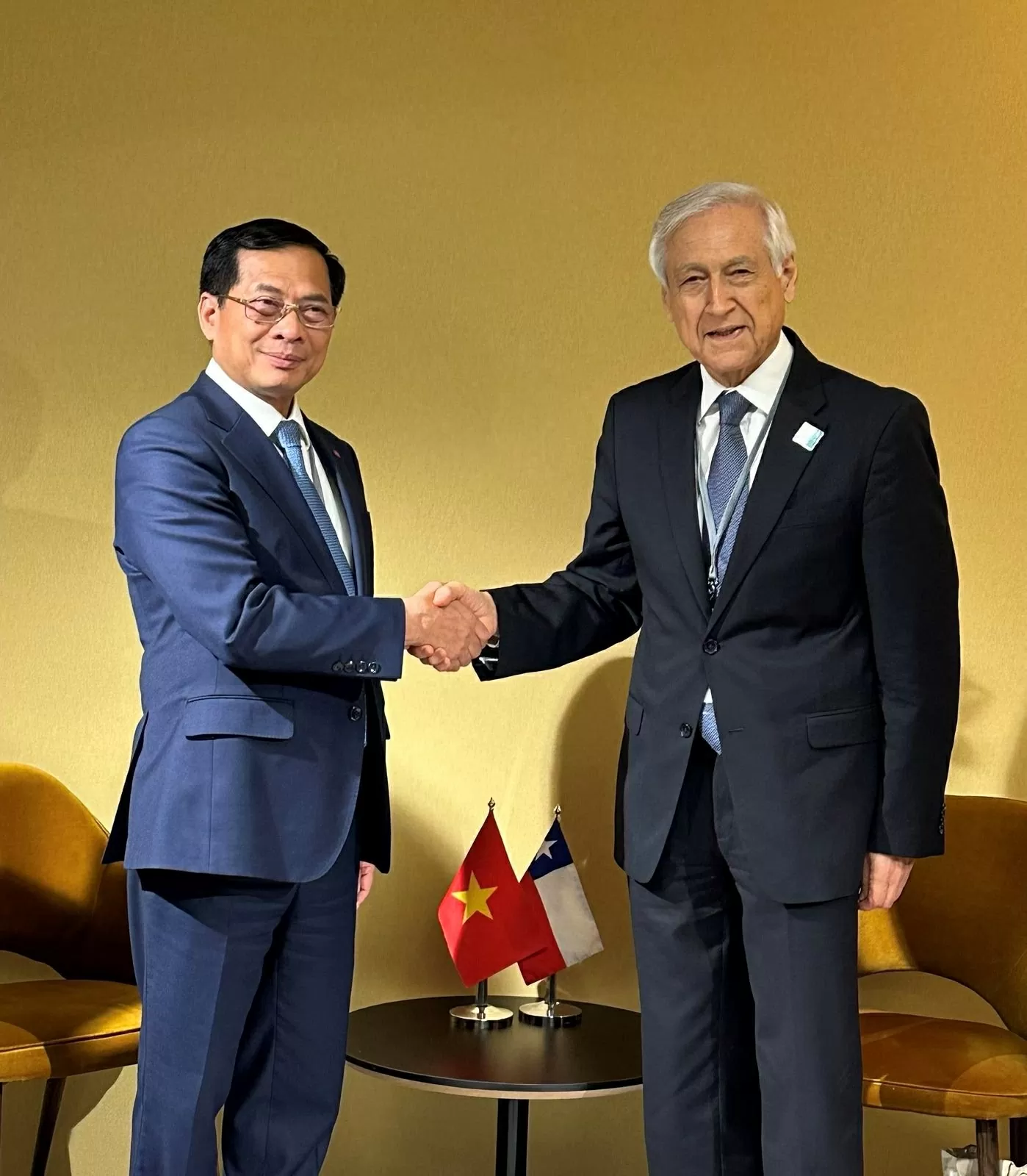 Phó Thủ tướng, Bộ trưởng Bùi Thanh Sơn và Đặc phái viên của Tổng thống Chile Heraldo Munoz