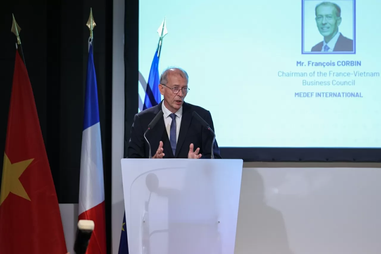 Ông François Corbin, Chủ tịch Hội đồng doanh nghiệp Pháp-Việt của MEDEF International bày tỏ ngưỡng mộ tăng trưởng cao trong nhiều thập kỷ qua của Việt Nam - Ảnh: VGP/Nhật Bắc Ông François Corbin, Chủ tịch Hội đồng doanh nghiệp Pháp-Việt của MEDEF International bày tỏ ngưỡng mộ tăng trưởng cao trong nhiều thập kỷ qua của Việt Nam - Ảnh: VGP/Nhật Bắc