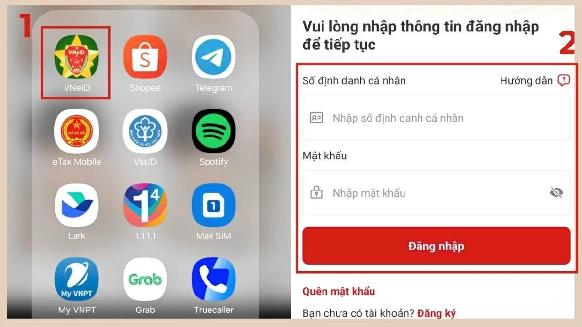 Mở ứng dụng VNeID.