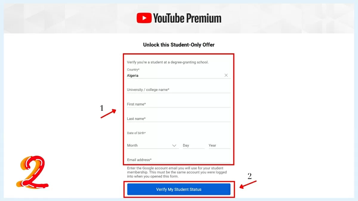 Chọn “Verify My Student Status” để gửi.