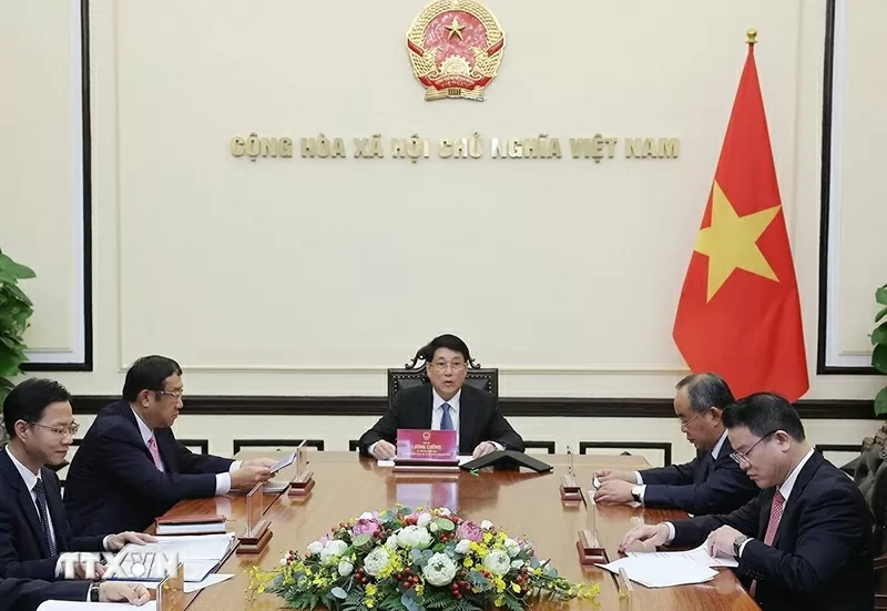 Chủ tịch nước Lương Cường điện đàm với tân Tổng thống Hàn Quốc Lee Jae Myung Chủ tịch nước Lương Cường điện đàm với tân Tổng thống Hàn Quốc Lee Jae Myung