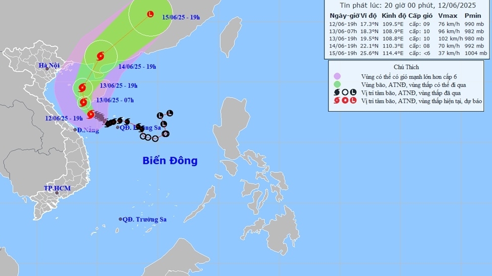 du bao bao so 1 di chuyen theo huong tay tay bac tien gan ve phia dao hai nam trung quoc cuong do gio manh dan