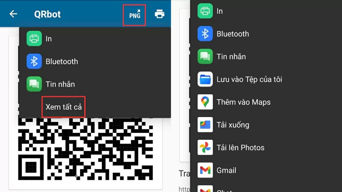 Mã QR sẽ hiển thị ngay sau đó. 
