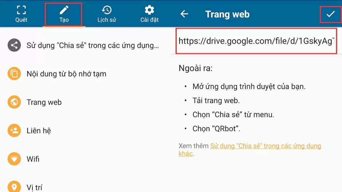Mở ứng dụng QRbot.