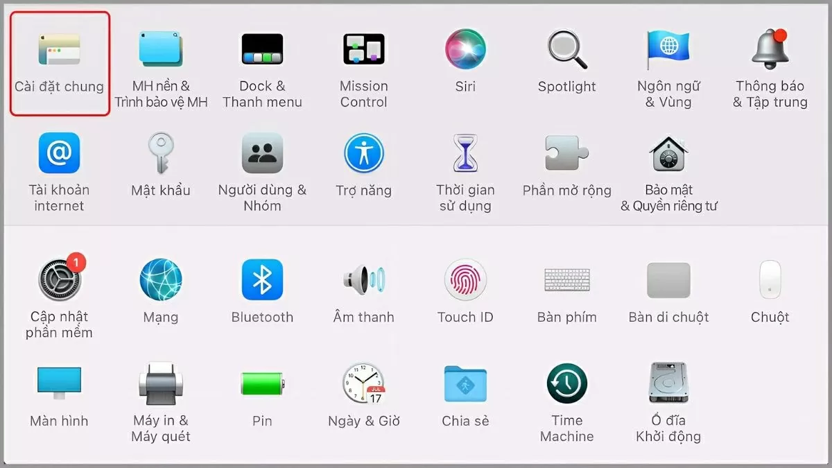 Nhấp vào mục Cài đặt chung (General).