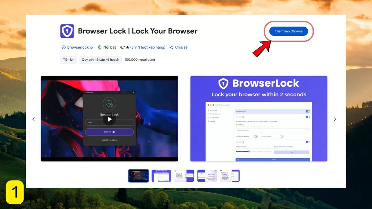 Truy cập tiện ích “Browser Lock.