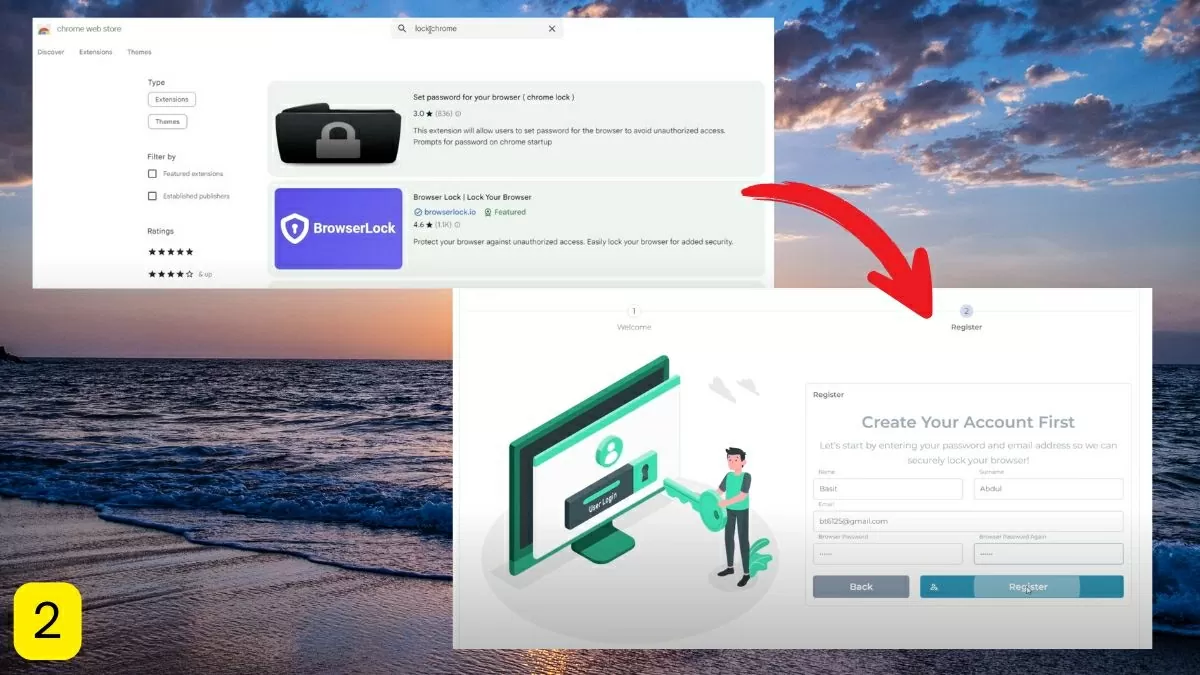 Tìm tiện ích Browser Lock và tiến hành cài đặt.