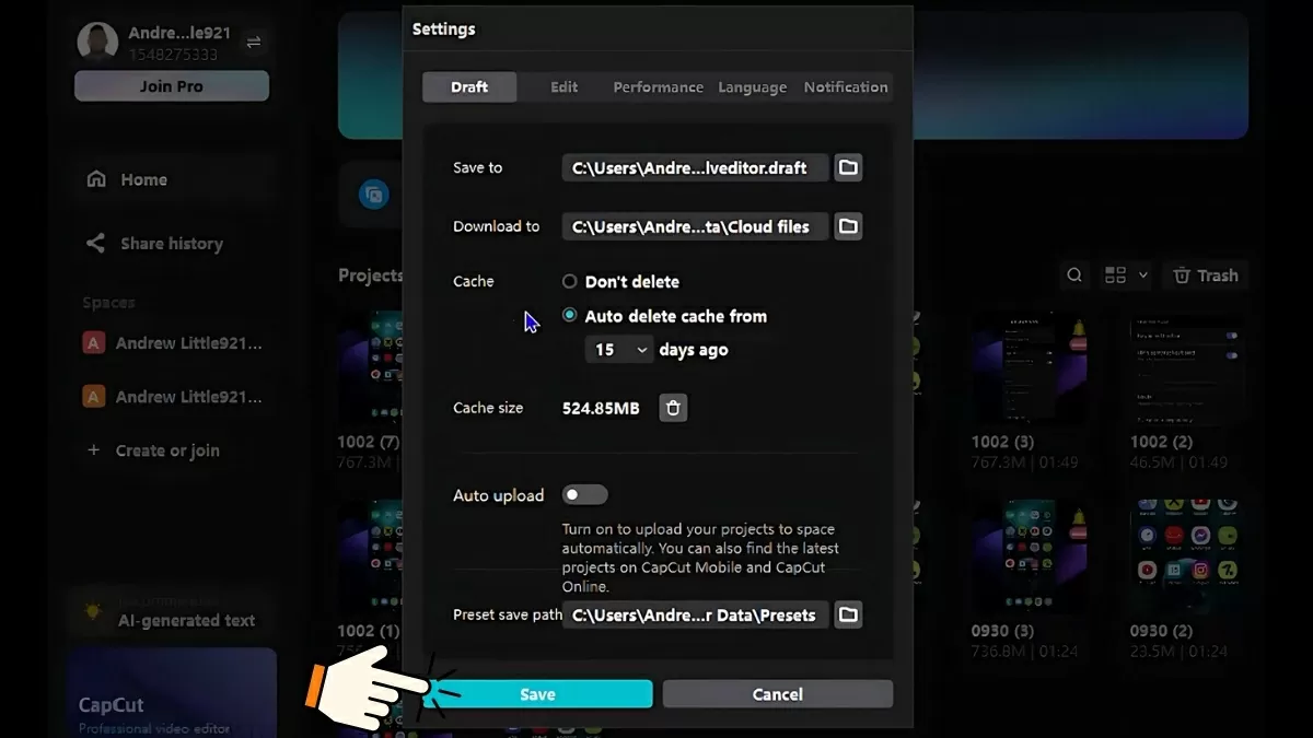 nhấn Save để lưu thay đổi.