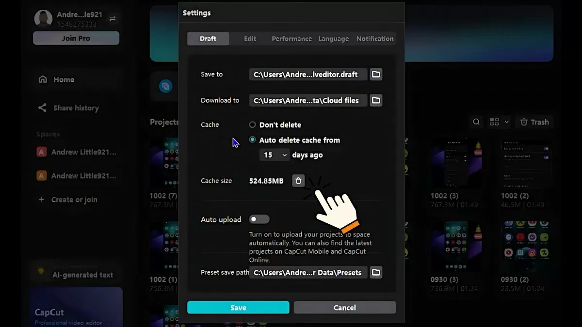  Nhấn vào biểu tượng thùng rác.
