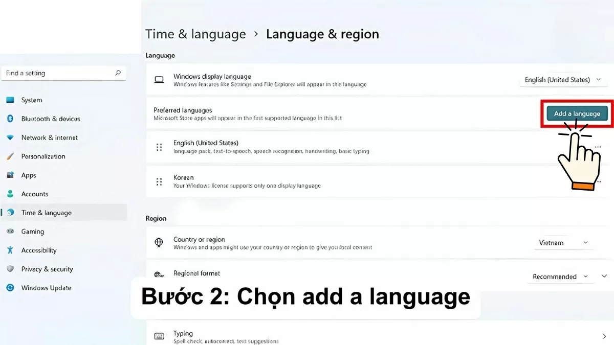 Nhấn Add a language để thêm ngôn ngữ mới. Nhấn Add a language để thêm ngôn ngữ mới.