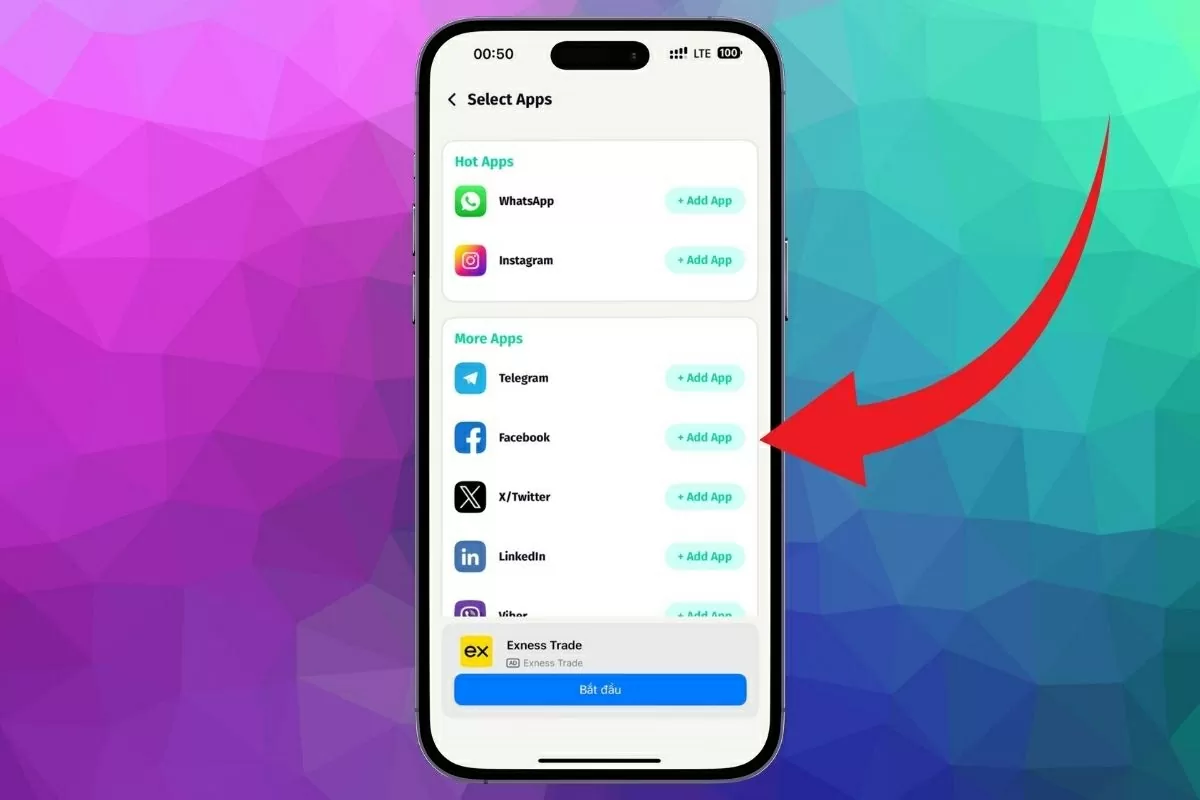 Chọn ứng dụng bạn muốn nhân bản,