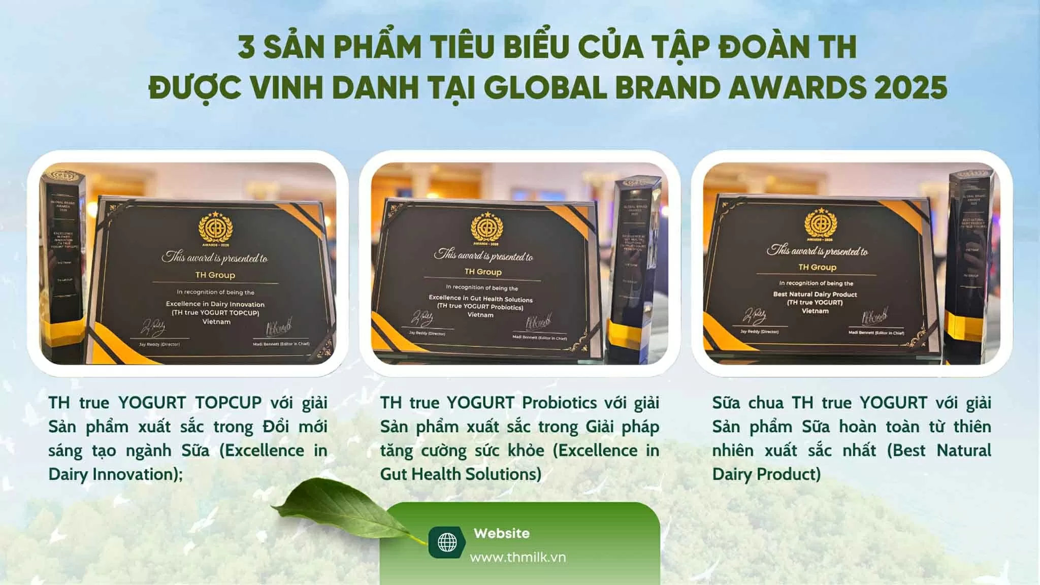 Tập đoàn TH được vinh danh với 4 giải thưởng tại Global Brand Awards 2025 Tập đoàn TH được vinh danh với 4 giải thưởng tại Global Brand Awards 2025