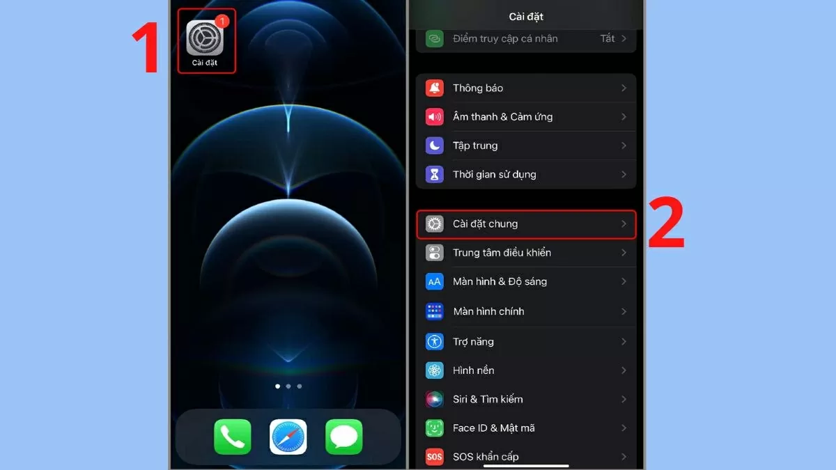 Đầu tiên, vào Cài đặt.