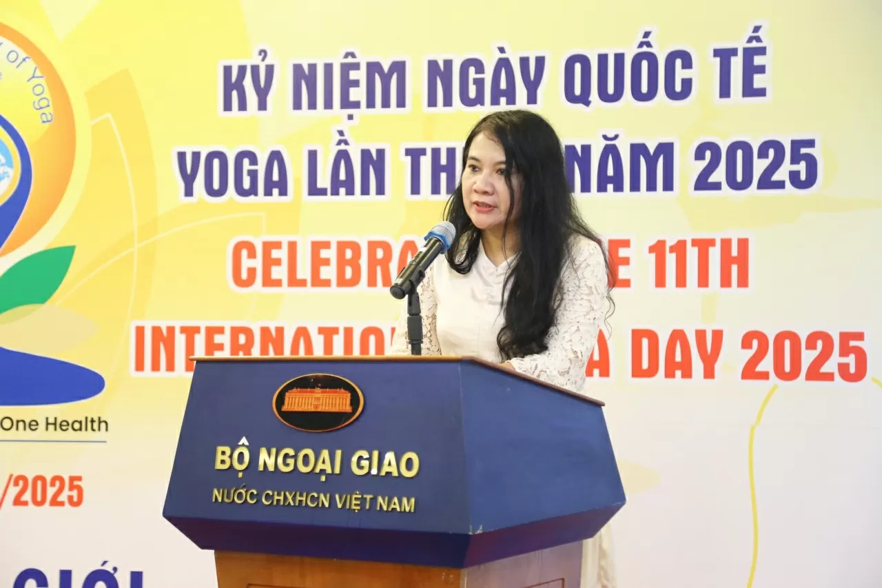 Chủ tịch Công đoàn Bộ Ngoại giao Đỗ Ngọc Thủy phát biểu khai mạc. (Ảnh: Thành Long) Chủ tịch Công đoàn Bộ Ngoại giao Đỗ Ngọc Thủy phát biểu khai mạc. (Ảnh: Thành Long)