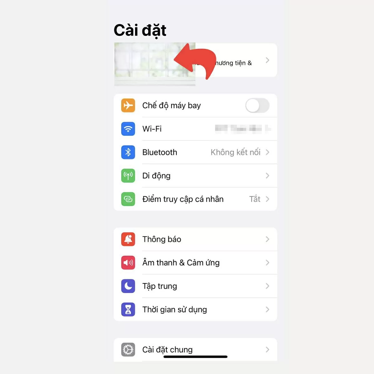 Mở Cài đặt trên iPhone.
