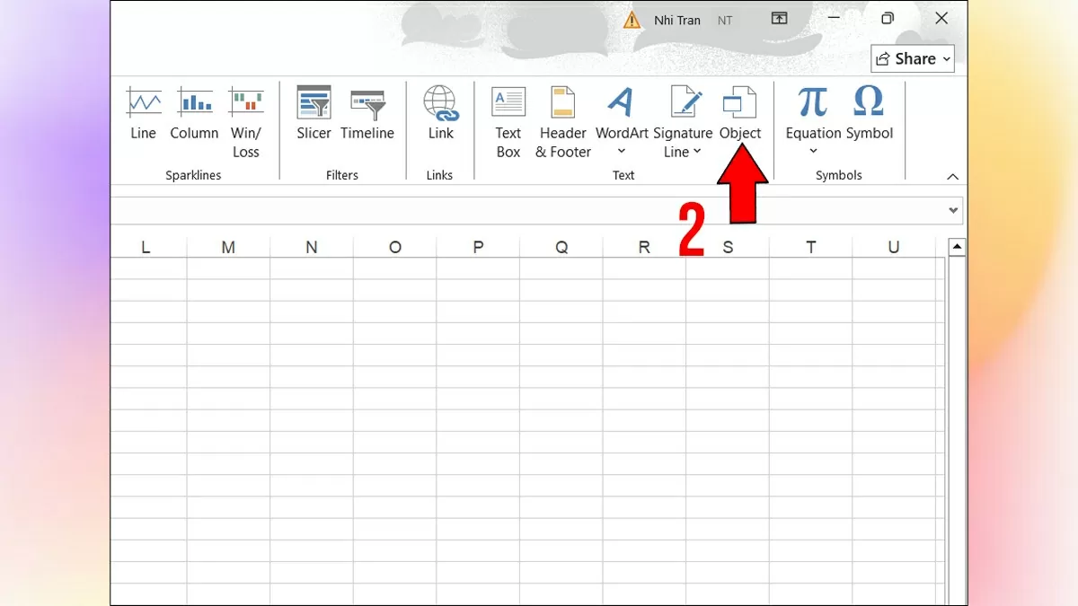 Chọn ô muốn chèn tệp.