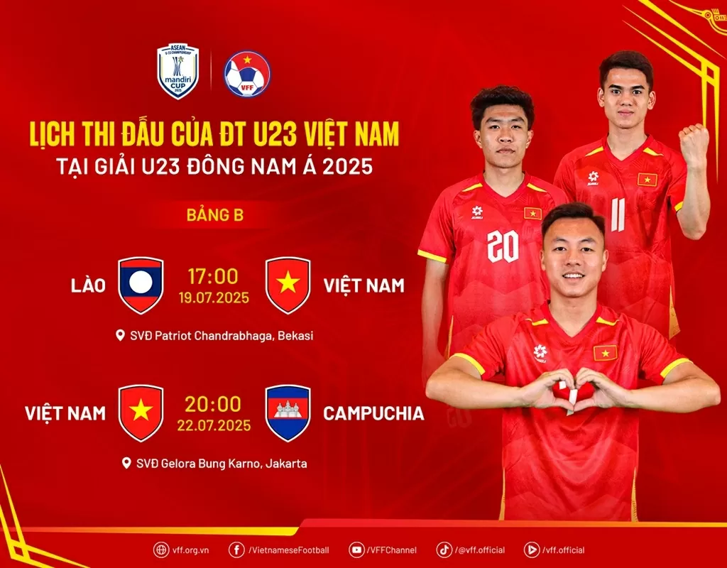 Lịch thi đấu của đội tuyển U23 Việt Nam và giải vô địch U23 Đông Nam Á 2025