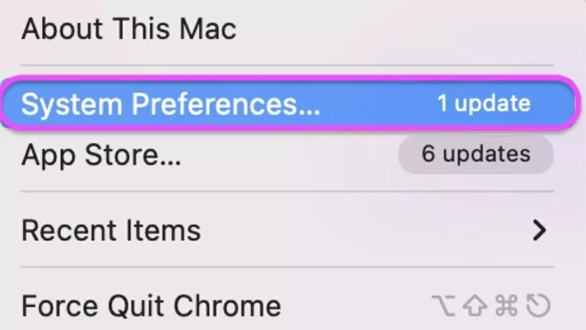 Chọn System Preferences (Cài đặt hệ thống).