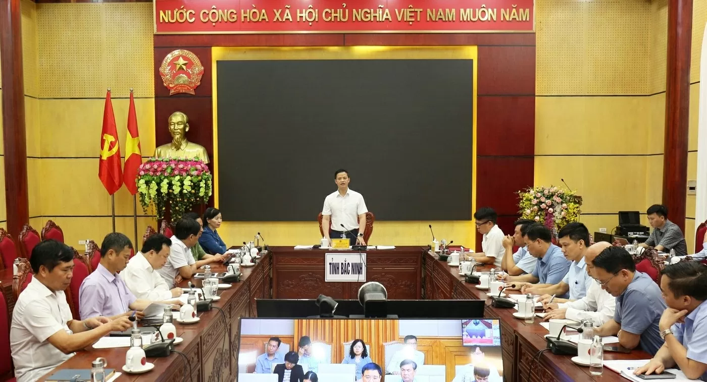 Toàn cảnh hội nghị tại điểm cầu tỉnh Bắc Ninh.